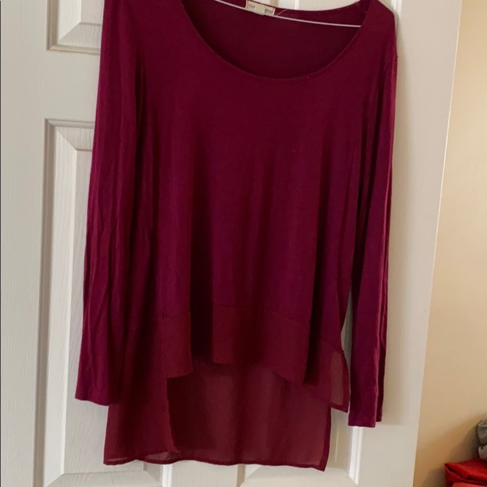 Beautiful maroon high low shirt